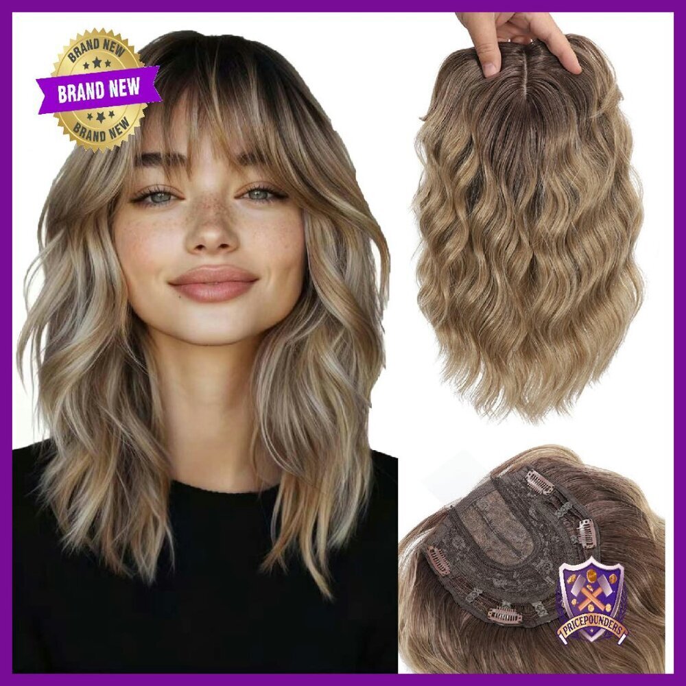 Synthetic Hair Topper with Bangs for Thinning Hair - Instant Volume